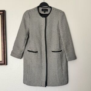 Ann Taylor Women’s Black & White Dotted Print Zip Front Coat Jacket Size Small